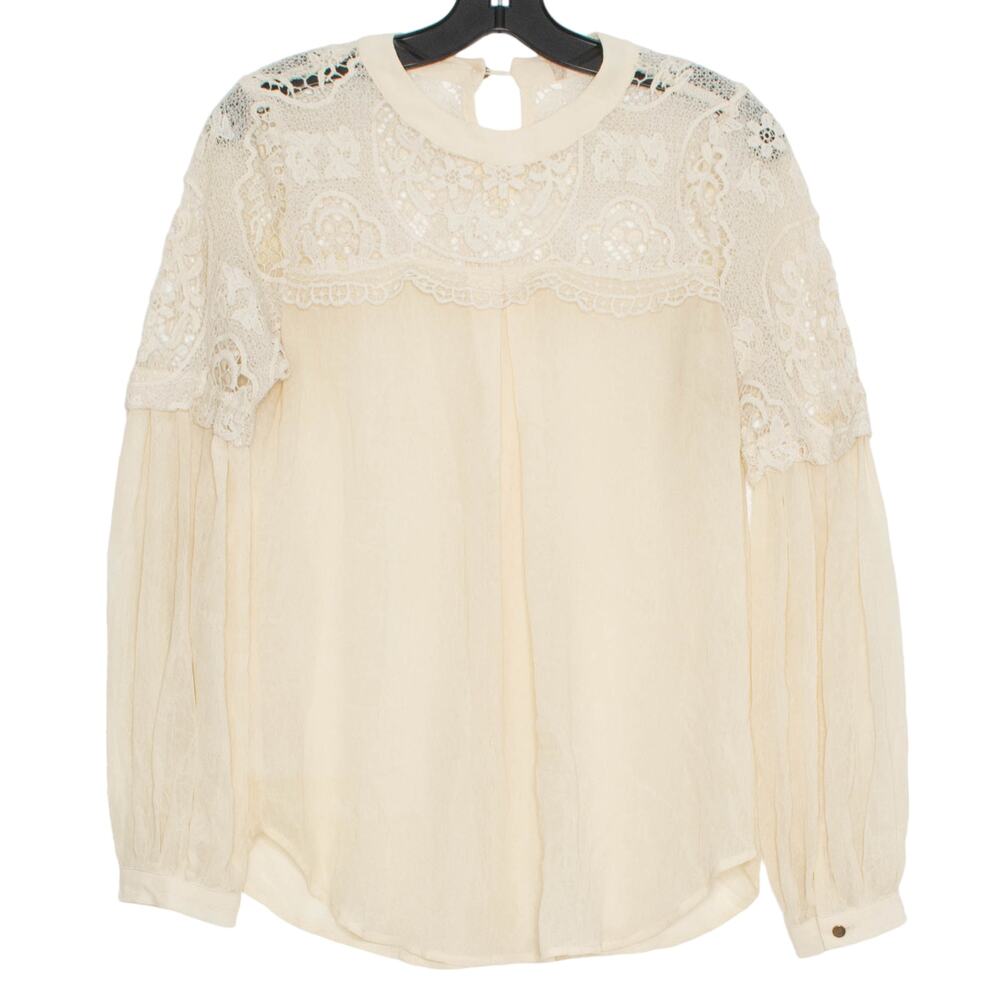 Altar'd State Top Gauzy Lace Cottage Romantic Victorian Prairie Floral Medium